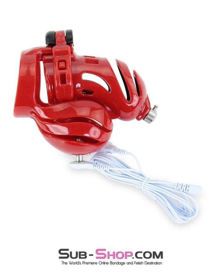 6727AE      Electro Stim Red and Black Electrical Vortex Cock and Balls Chastity Cage Sensation Device Chastity   , Sub-Shop.com Bondage and Fetish Superstore