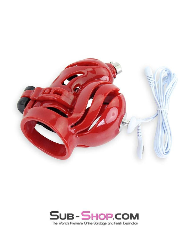 6727AE      Electro Stim Red and Black Electrical Vortex Cock and Balls Chastity Cage Sensation Device Chastity   , Sub-Shop.com Bondage and Fetish Superstore