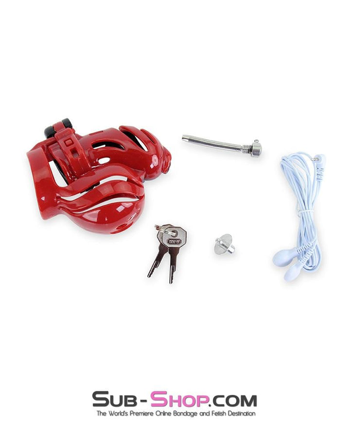 6727AE      Electro Stim Red and Black Electrical Vortex Cock and Balls Chastity Cage Sensation Device Chastity   , Sub-Shop.com Bondage and Fetish Superstore