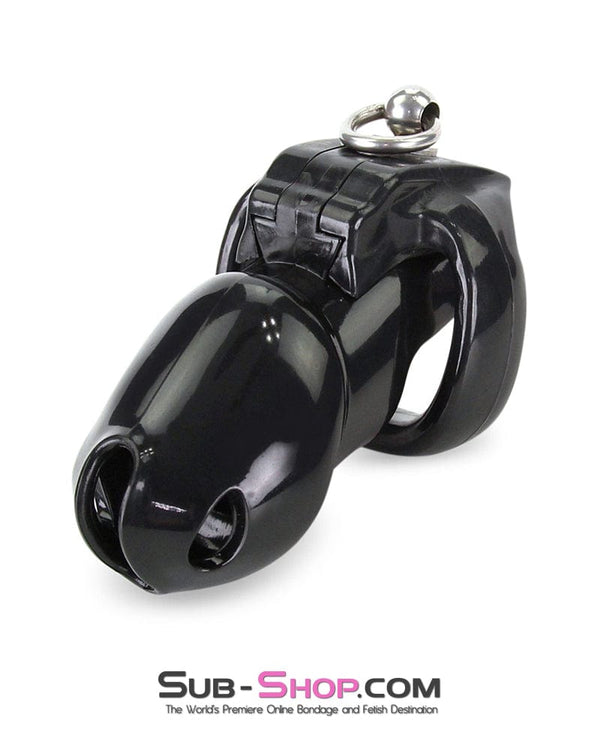6763M      Long Black Cock Cage with Lead Ring and Small Cock Cuff Ring Chastity   , Sub-Shop.com Bondage and Fetish Superstore