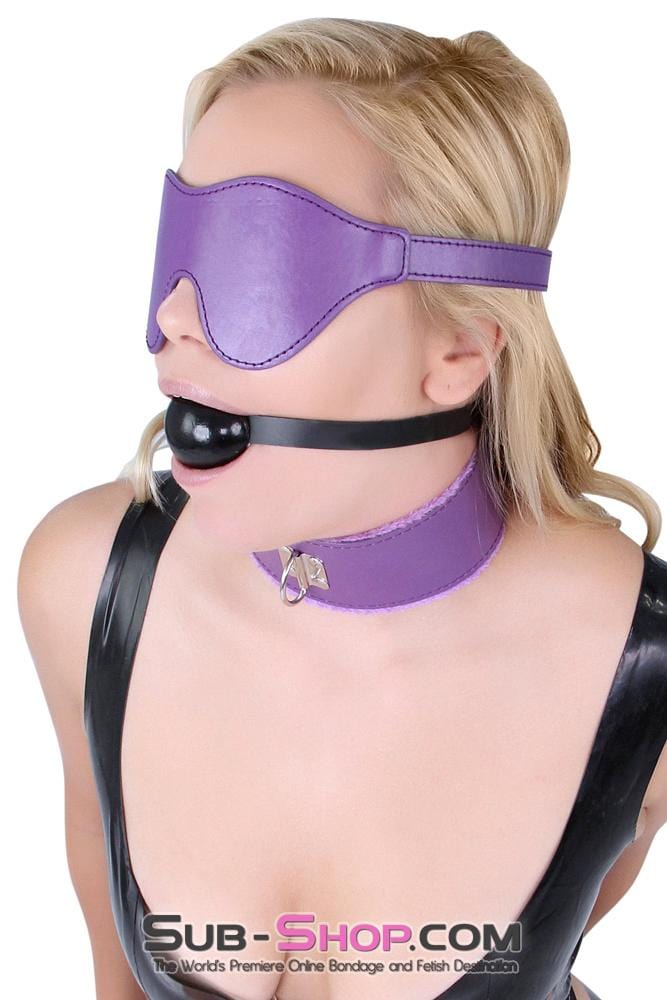 0540MQ      Sensual Submission Purple Fur Lined Collar with Matching Bondage Leash Collar   , Sub-Shop.com Bondage and Fetish Superstore