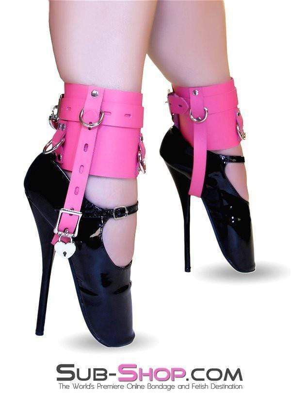 6793A-SIS      Enforced Sissy Femininity Hot Pink Locking Bondage Shoe Cuffs Sissy   , Sub-Shop.com Bondage and Fetish Superstore