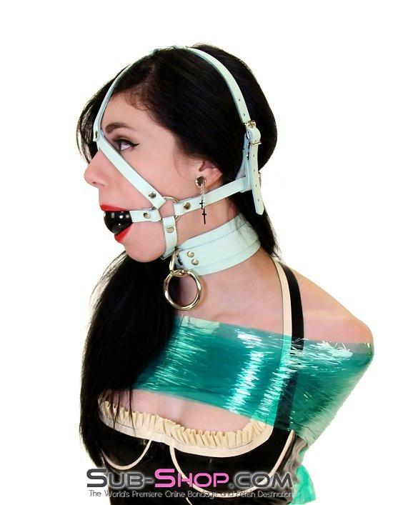 0988A     I Like It Rough Retro Mint Green Leather Bondage Collar Collar   , Sub-Shop.com Bondage and Fetish Superstore