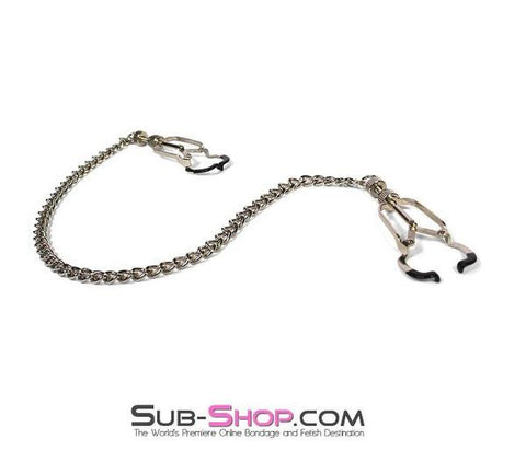6818MH      Twist & Shout Adjustable Chained Black Nipple Clamps - MEGA Deal Black Friday Blowout   , Sub-Shop.com Bondage and Fetish Superstore