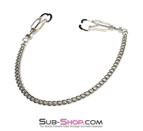 6818MH      Twist & Shout Adjustable Chained Black Nipple Clamps Nipple Clamp   , Sub-Shop.com Bondage and Fetish Superstore