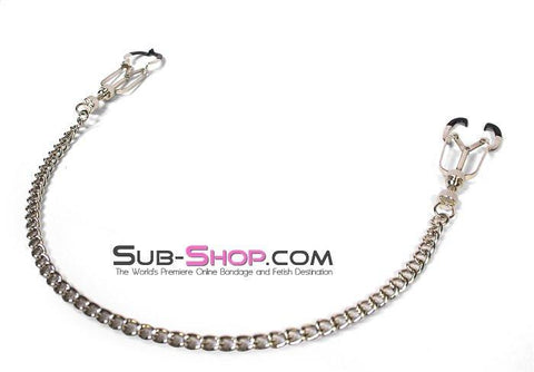6818MH      Twist & Shout Adjustable Chained Black Nipple Clamps Nipple Clamp   , Sub-Shop.com Bondage and Fetish Superstore