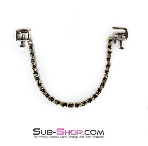 6820MH      Nipple Press Black Beaded Chain Nipple Clamps - LAST CHANCE - Final Closeout! Black Friday Blowout   , Sub-Shop.com Bondage and Fetish Superstore