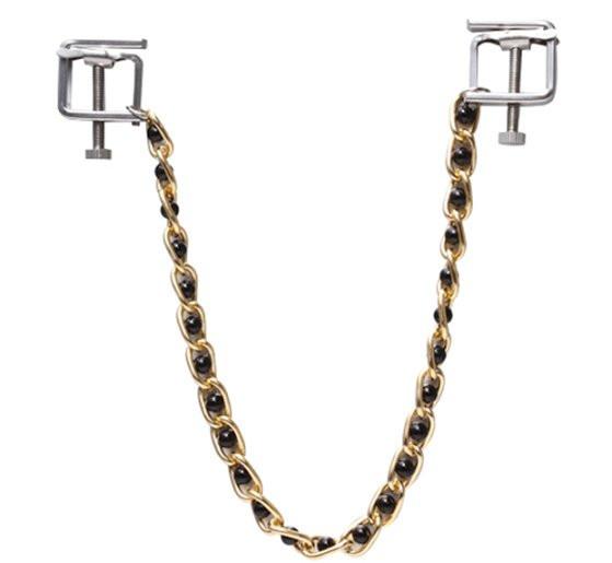 6820MH      Nipple Press Black Beaded Chain Nipple Clamps Nipple Clamp   , Sub-Shop.com Bondage and Fetish Superstore