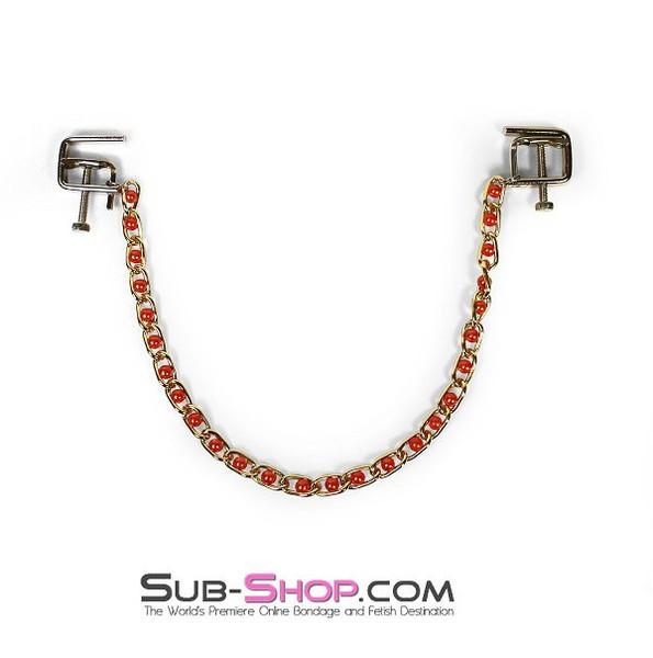 6821MH      Nipple Press Pink Beaded Chain Nipple Clamps - MEGA Deal Black Friday Blowout   , Sub-Shop.com Bondage and Fetish Superstore