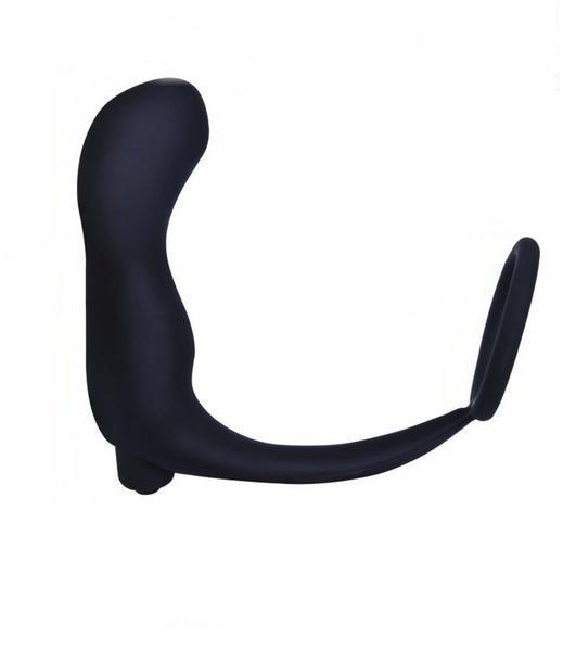 6838M      Vibrating Black Silicone 2 Point Prostate Pleaser with Cock Ring Anal Toys   , Sub-Shop.com Bondage and Fetish Superstore
