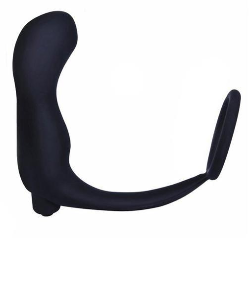6838M      Vibrating Black Silicone 2 Point Prostate Pleaser with Cock Ring Anal Toys   , Sub-Shop.com Bondage and Fetish Superstore