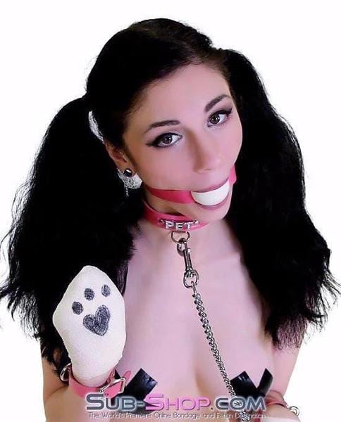 6845A      Hot Pink PET Rhinestone Leather Collar Collar   , Sub-Shop.com Bondage and Fetish Superstore
