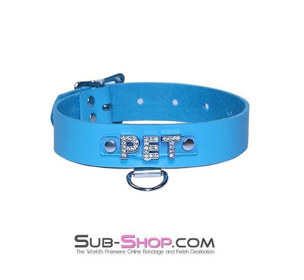 6848A      Diamond Blue Jeweled PET Rhinestone Leather Collar - LAST CHANCE - Final Closeout! MEGA Deal   , Sub-Shop.com Bondage and Fetish Superstore