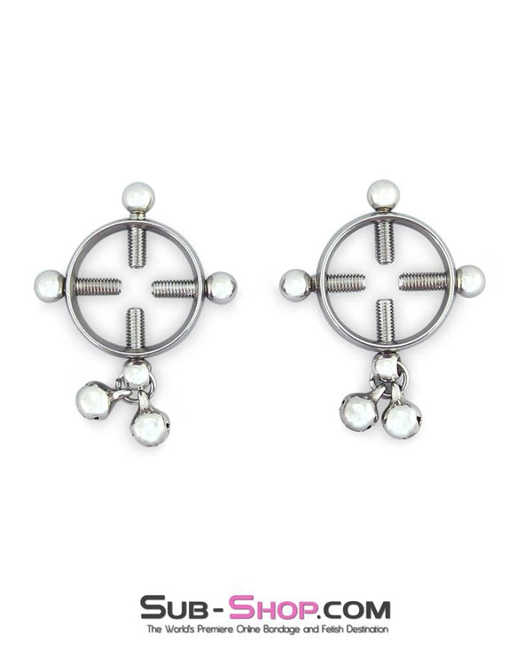 6862AE      Silver Bells Nipple Vise Non-Piercing Nipple Jewelry 4 Way Thumb Screw Nipple Clamps - LAST CHANCE - Final Closeout! MEGA Deal   , Sub-Shop.com Bondage and Fetish Superstore