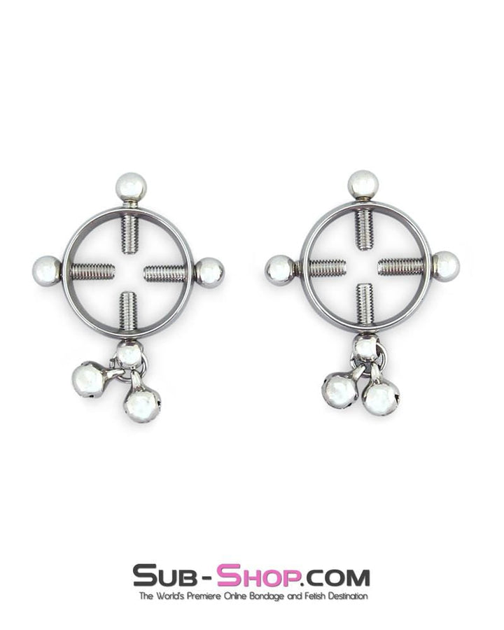 6862AE      Silver Bells Nipple Vise Non-Piercing Nipple Jewelry 4 Way Thumb Screw Nipple Clamps - LAST CHANCE - Final Closeout! MEGA Deal   , Sub-Shop.com Bondage and Fetish Superstore