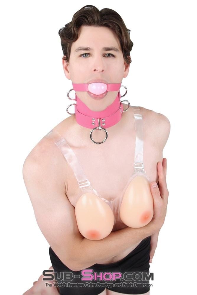 1659A-SIS      Controlled Sissy Boy Hot Pink Leather Female BDSM Bondage Accessory Posture Collar Sissy   , Sub-Shop.com Bondage and Fetish Superstore
