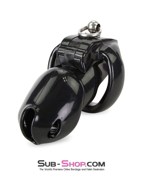 6893M      Long Black Cock Cage with Lead Ring and Medium Cock Cuff Ring Chastity   , Sub-Shop.com Bondage and Fetish Superstore