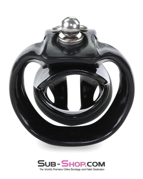6893M      Long Black Cock Cage with Lead Ring and Medium Cock Cuff Ring Chastity   , Sub-Shop.com Bondage and Fetish Superstore