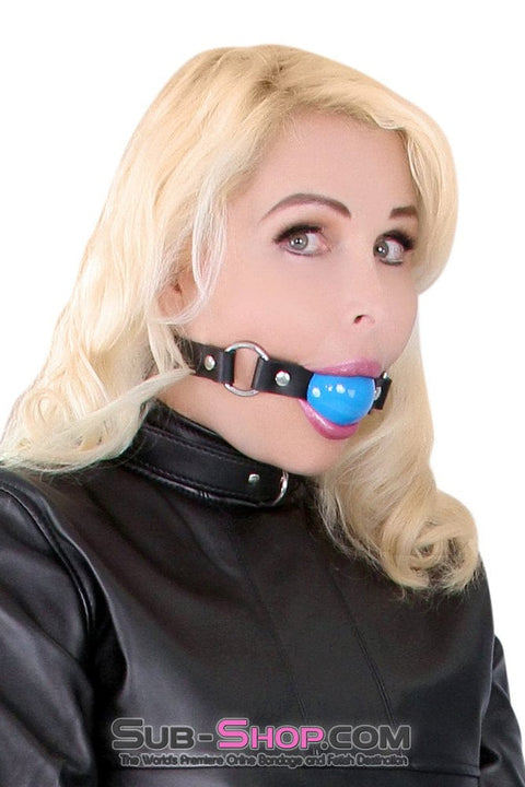 6909A      Rings of Submission, Candy Blue Ball, Black Leather Strap Ballgag - LAST CHANCE - Final Closeout! MEGA Deal   , Sub-Shop.com Bondage and Fetish Superstore