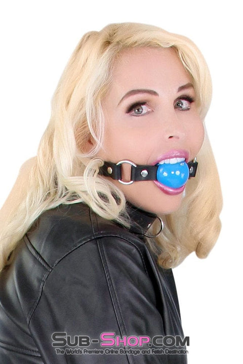 6909A      Rings of Submission, Candy Blue Ball, Black Leather Strap Ballgag - LAST CHANCE - Final Closeout! MEGA Deal   , Sub-Shop.com Bondage and Fetish Superstore