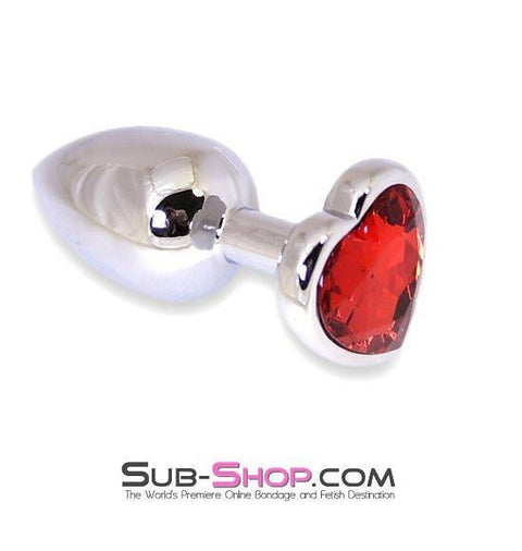 6912R      Puppy Love Mini Steel Heart Shaped Ruby Crystal Anal Plug - LAST CHANCE - Final Closeout! MEGA Deal   , Sub-Shop.com Bondage and Fetish Superstore