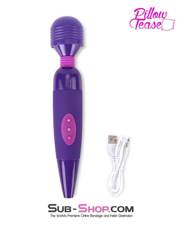 0691E      Purple Rechargeable 10 Function Vibrating Magic Wand Massager   , Sub-Shop.com Bondage and Fetish Superstore