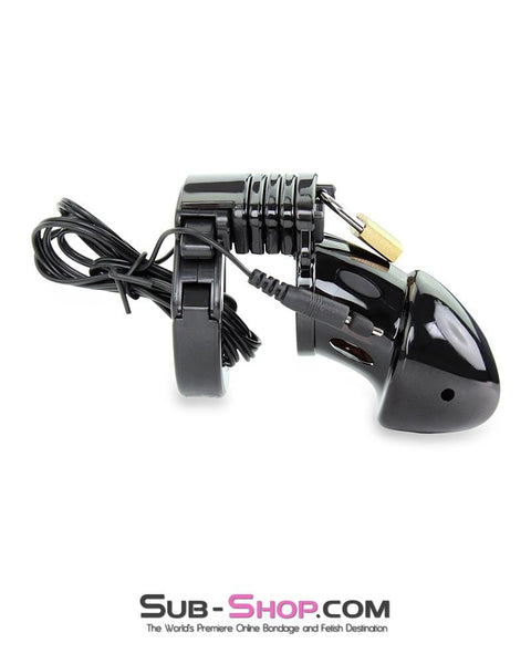 6928AE      Electro Stim Black Jack Adjustable Locking Male Cock Cuff Chastity Device - MEGA Deal MEGA Deal   , Sub-Shop.com Bondage and Fetish Superstore