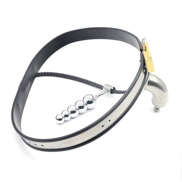 6931AR      Strict Penitentiary Fully Locking Steel Chastity Belt Harness Set with attached Steel Anal Dildo Chastity   , Sub-Shop.com Bondage and Fetish Superstore