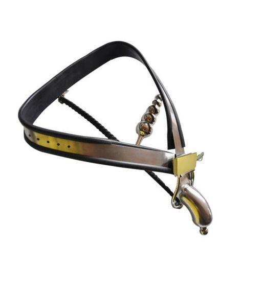 6931AR      Strict Penitentiary Fully Locking Steel Chastity Belt Harness Set with attached Steel Anal Dildo Chastity   , Sub-Shop.com Bondage and Fetish Superstore