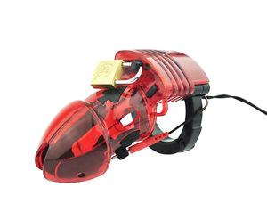 6935AR-SIS      Sissy Slut Training Electro Sex Locking Red Cock Cage Chastity Device Sissy   , Sub-Shop.com Bondage and Fetish Superstore