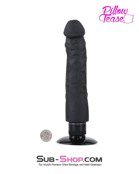 6945M-SIS      Prissy Sissy's 8" Vibrating Realistic Skin Dildo with Suction Cup, Black Sissy   , Sub-Shop.com Bondage and Fetish Superstore