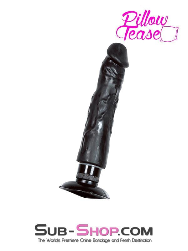 6945M      8” Vibrating Realistic Skin Dildo with Suction Cup, Black Dildo   , Sub-Shop.com Bondage and Fetish Superstore