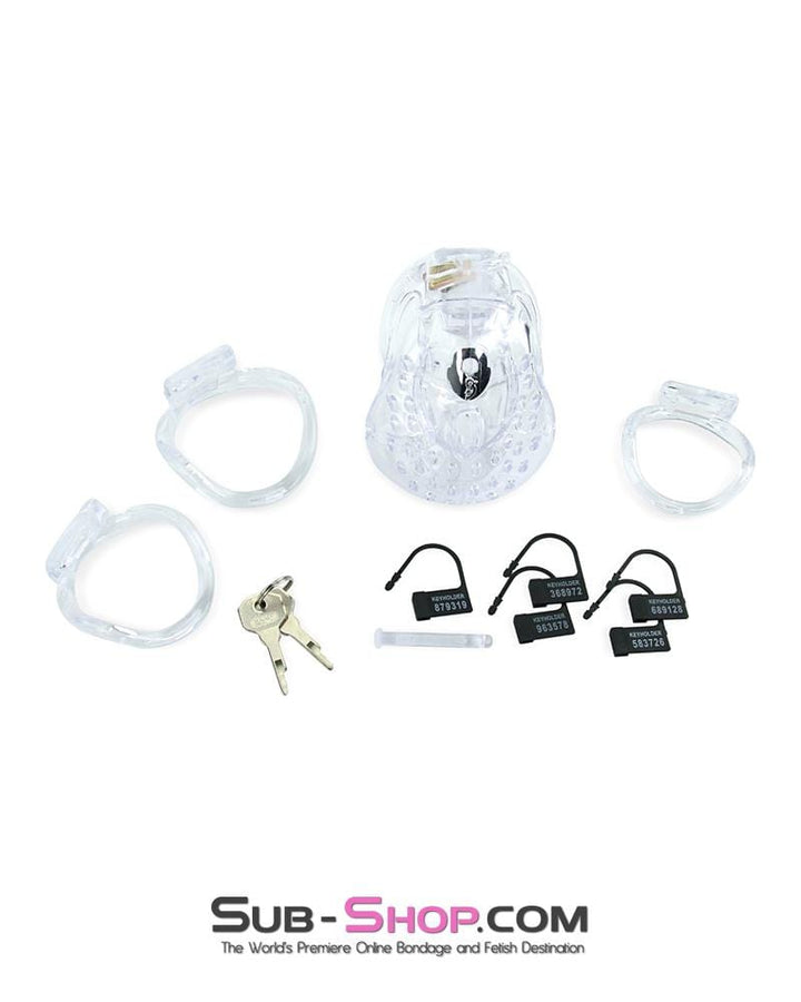 6964AE      Large Dungeon Cage Clear High Security Full Coverage Male Chastity Device Chastity   , Sub-Shop.com Bondage and Fetish Superstore
