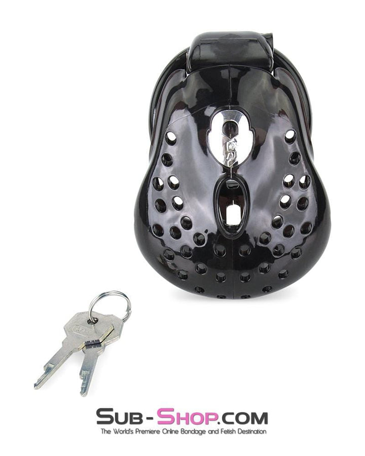 6965AE-SIS      Sissy Bitch Large Dark Dungeon Cage Black High Security Full Coverage Male Chastity Device Sissy   , Sub-Shop.com Bondage and Fetish Superstore