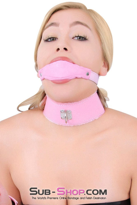 0536LT      Pink Furry Bondage Slave Collar & Leash Set Collar   , Sub-Shop.com Bondage and Fetish Superstore
