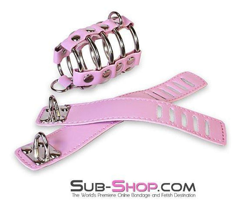 6998HS      Feminizing Pink Cock Cage with Ball Spreader Set Cock Cage   , Sub-Shop.com Bondage and Fetish Superstore