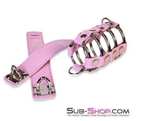 6998HS      Feminizing Pink Cock Cage with Ball Spreader Set Cock Cage   , Sub-Shop.com Bondage and Fetish Superstore