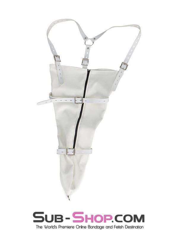 7001M-SIS      Prissy Sissies White Zippered Armbinder BDSM Roleplay with Locking Straps Sissy   , Sub-Shop.com Bondage and Fetish Superstore