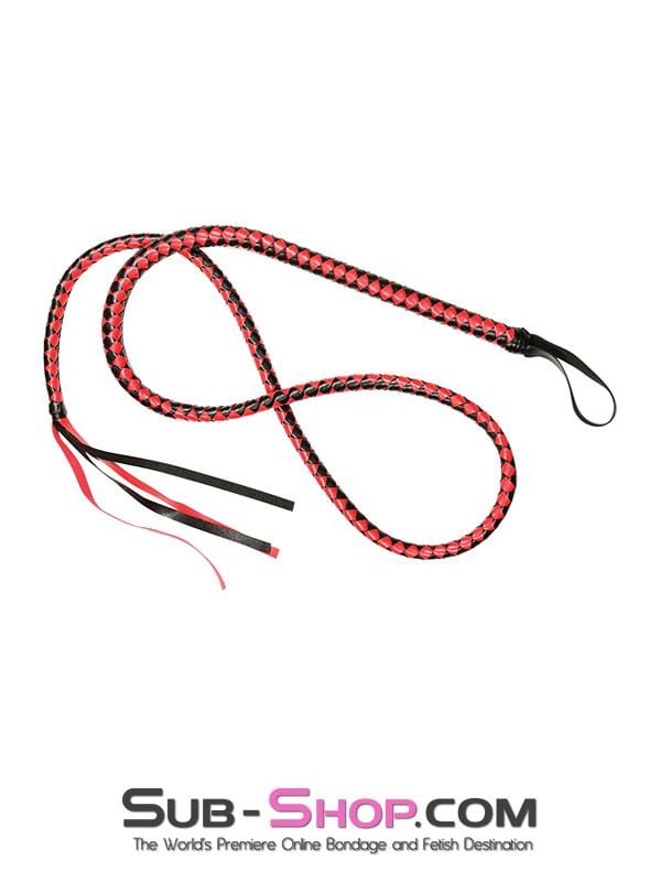 7008M      72" Black and Red Braided Bull Whip - LAST CHANCE - Final Closeout! MEGA Deal   , Sub-Shop.com Bondage and Fetish Superstore