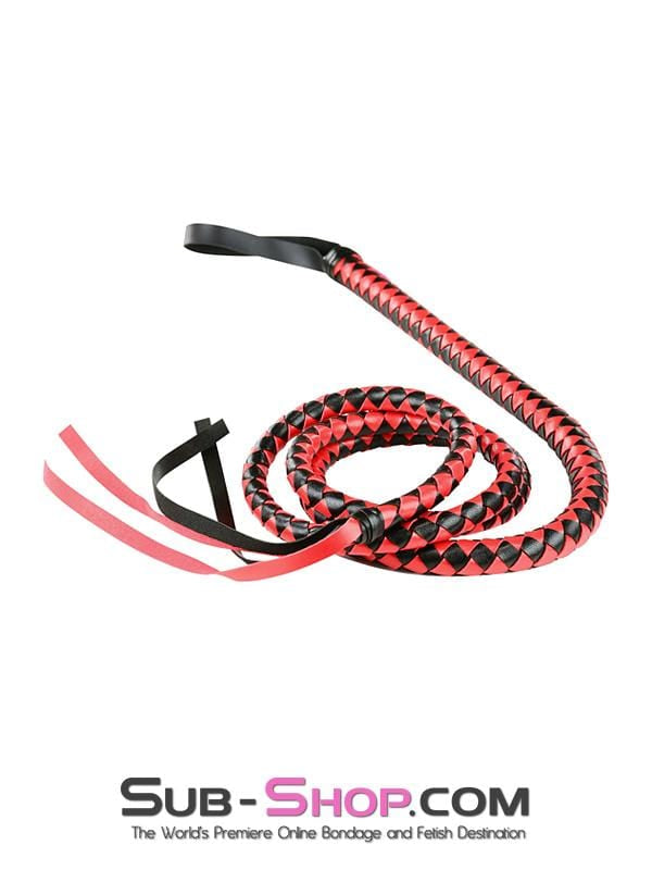 7008M      72" Black and Red Braided Bull Whip - LAST CHANCE - Final Closeout! MEGA Deal   , Sub-Shop.com Bondage and Fetish Superstore