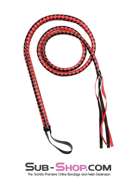7008M      72" Black and Red Braided Bull Whip - LAST CHANCE - Final Closeout! MEGA Deal   , Sub-Shop.com Bondage and Fetish Superstore