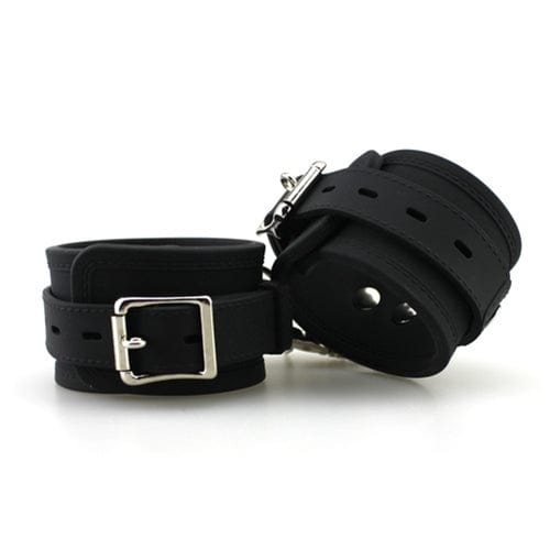 7011M      Locking Black Heavy Silicone Wrist Bondage Cuffs Cuffs   , Sub-Shop.com Bondage and Fetish Superstore