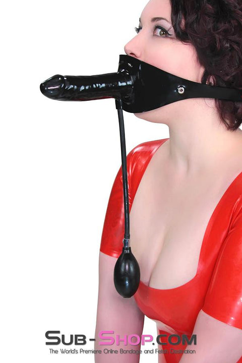 7012D      Give and Take Inflatable Latex Penis Gag with External Dildo Gags   , Sub-Shop.com Bondage and Fetish Superstore