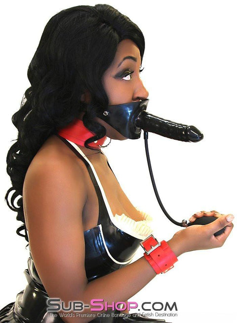 7012D-SIS      Sissy Bondage Give and Take Inflatable Latex Penis Gag with External Dildo Sissy   , Sub-Shop.com Bondage and Fetish Superstore