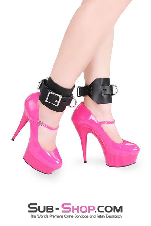 0702A      Deluxe Locking Ankle/Elbow Cuffs, Black Leather Wrist and Ankle Bondage   , Sub-Shop.com Bondage and Fetish Superstore