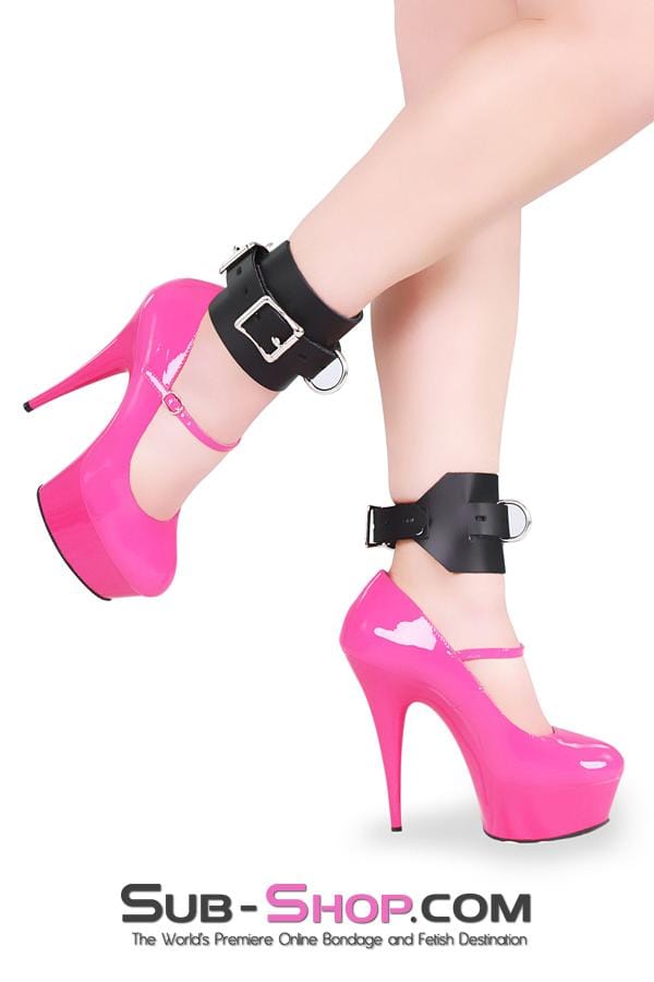 0702A      Deluxe Locking Ankle/Elbow Cuffs, Black Leather Wrist and Ankle Bondage   , Sub-Shop.com Bondage and Fetish Superstore