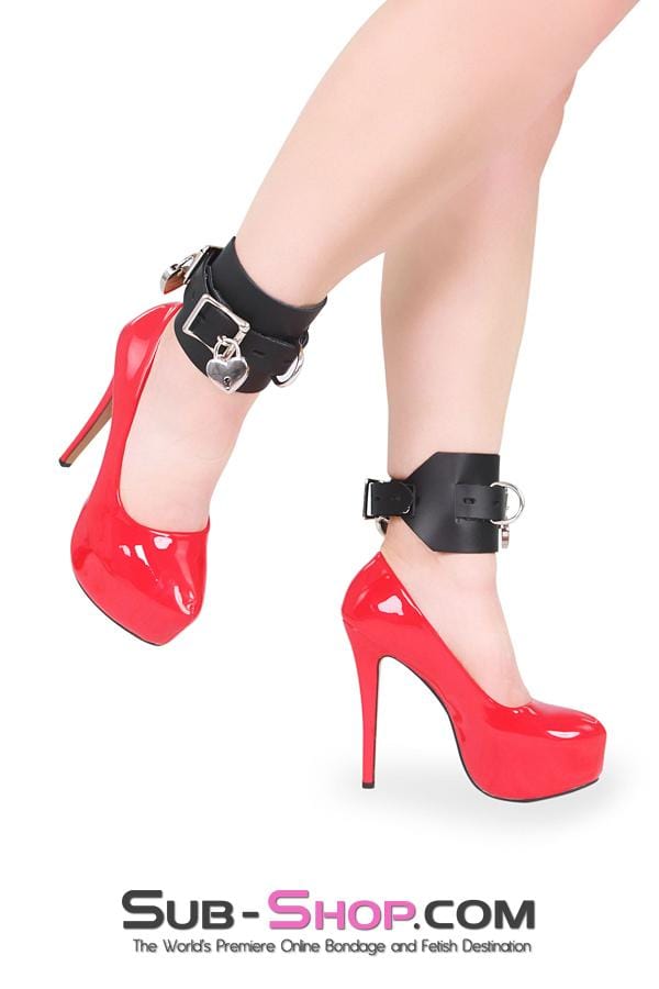 0702A      Deluxe Locking Ankle/Elbow Cuffs, Black Leather Wrist and Ankle Bondage   , Sub-Shop.com Bondage and Fetish Superstore