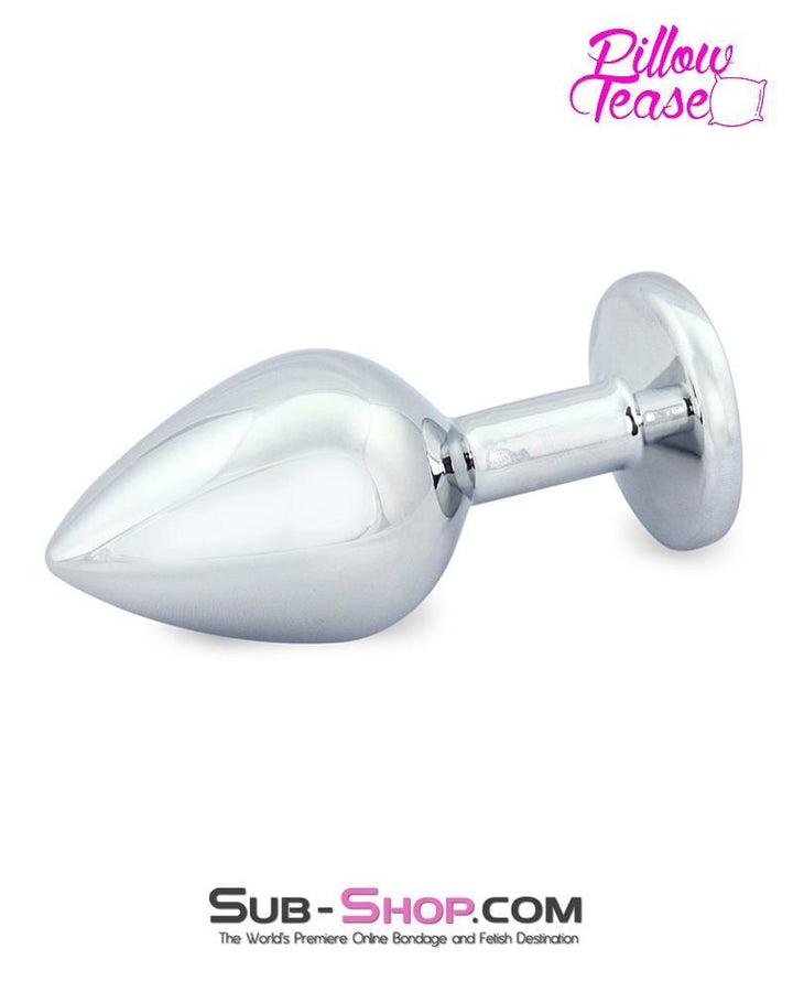 7031E      Medium Black Gem Base Chromed Steel Anal Plug - LAST CHANCE - Final Closeout! MEGA Deal   , Sub-Shop.com Bondage and Fetish Superstore