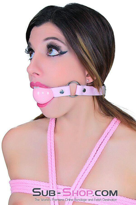 7053A-SIS      Sissy Princess’s Submission Pink Leather Ballgag Sissy   , Sub-Shop.com Bondage and Fetish Superstore
