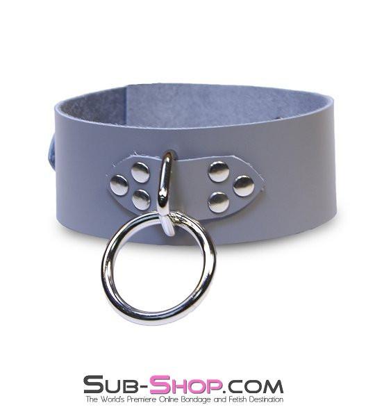 7064A      Bound By Grey Steel Grey Leather Bondage Collar Collar   , Sub-Shop.com Bondage and Fetish Superstore